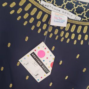 Gretchen Scott Classy Dress!  Gold and Navy